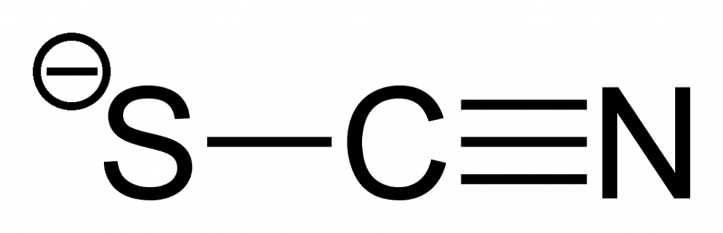 Estructura química del tiocianato, producto de degradación de los glucosinolatos, incluidos dentro de los compuestos bociógenos.