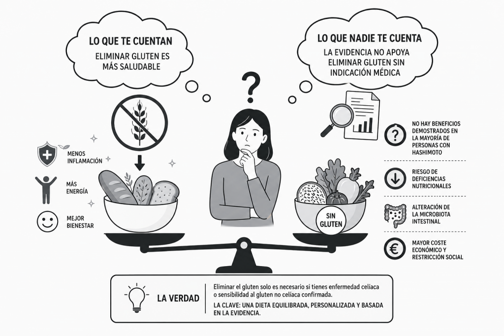 desmitificar la ingesta de gluten y resumir los riesgos de su eliminacion